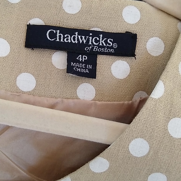 Chadwicks Linen Pencil Dress Nude Polka-Dot 4P - Picture 7 of 9